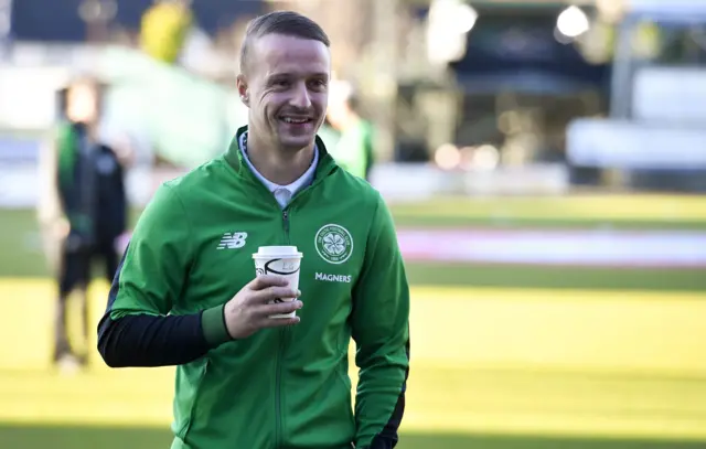 Celtic's Leigh Griffiths is all smiles in the sun at Dens Park