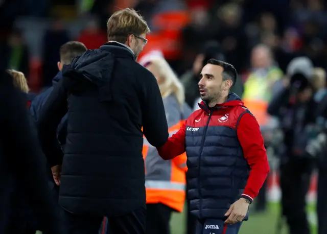 Jurgen Klopp with Leon Britton