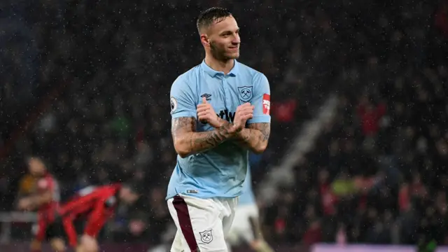 Marko Arnautovic of West Ham United celebrates