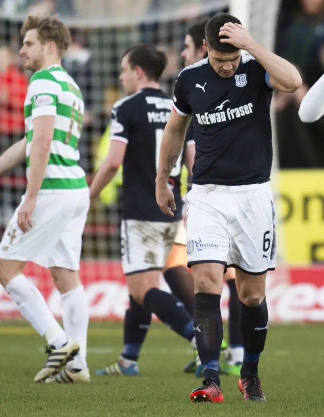 Dundee captain Darren O'Dea shows his disappointment