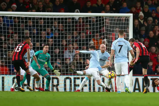 Dan Gosling of AFC Bournemouth scores