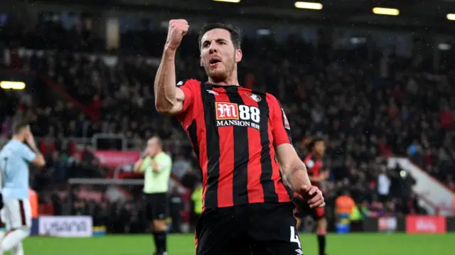 Dan Gosling of AFC Bournemouth scores