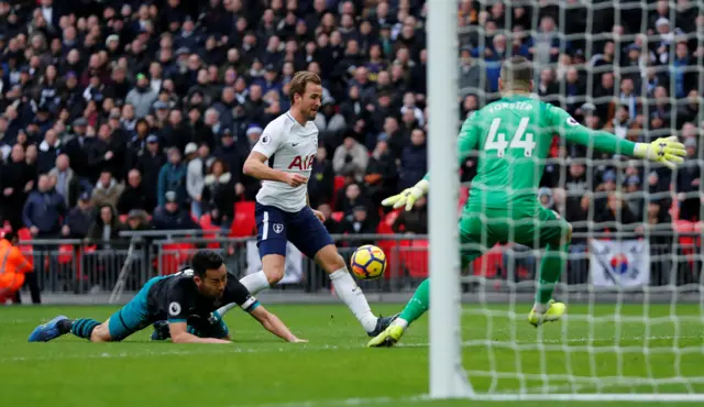 Harry Kane scores his third goal