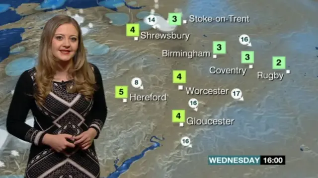 West Midlands forecast for Wednesday afternoo