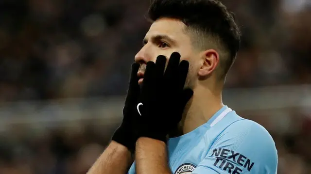 Sergio Aguero shows his frustration