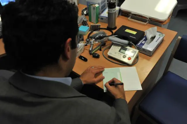 Doctor writing prescriptions