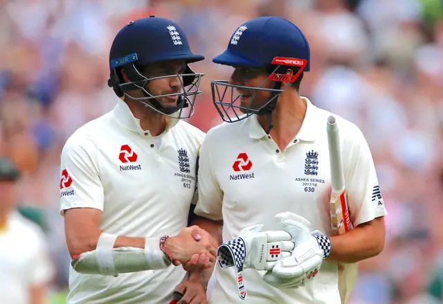 James Anderson (left) and Alastair Cook