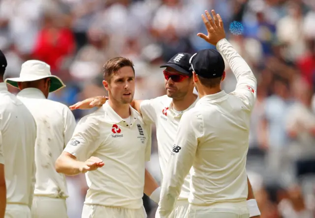 England celebrate wicket