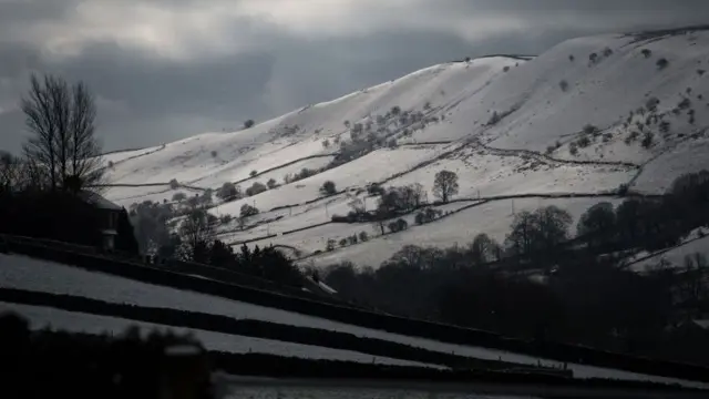 Snow covered mountains in Derbyshire