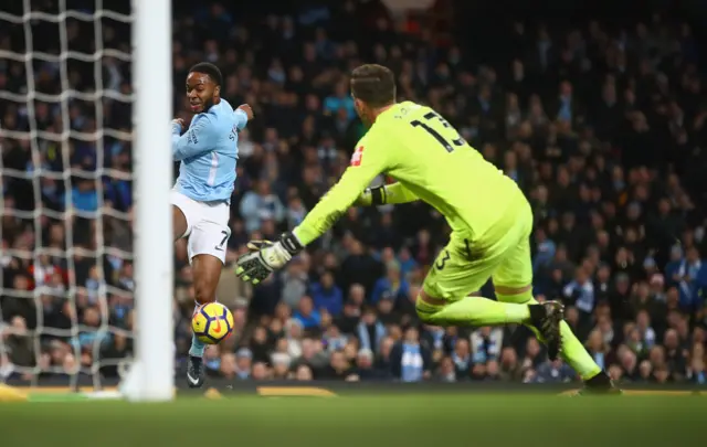 Raheem Sterling miscues a shot