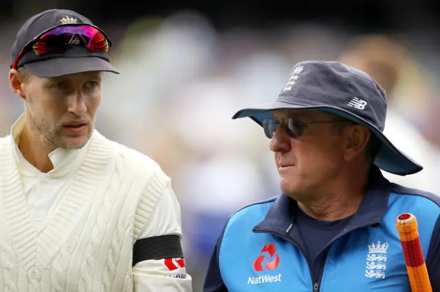 Joe Root (left) and Trevor Bayliss