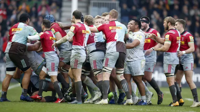 Quins Sarries melee