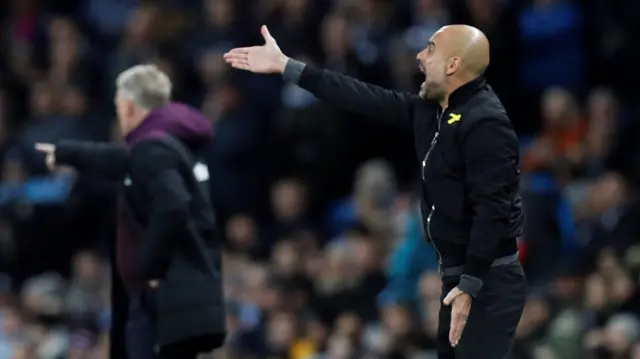 Pep Guardiola reacts during the match