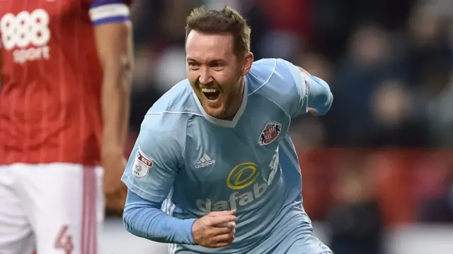 Aiden McGeady celebrates scoring the only goal of the game for Sunderland in their win at Nottingham Forest