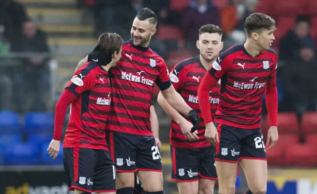 Dundee celebrate Marcus Haber's goal