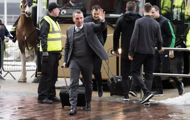 Celtic manager Brendan Rodgers arrives at the stadium