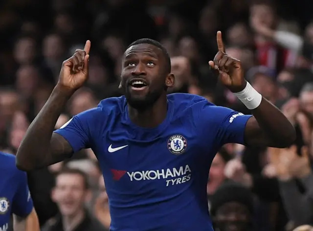 Antonio Rudiger celebrates