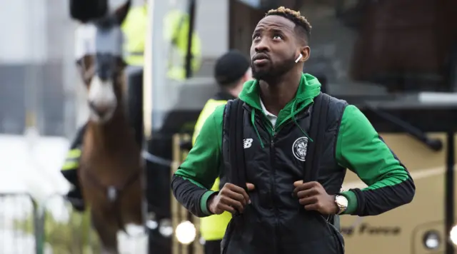 Striker Moussa Dembele arrives at Celtic Park