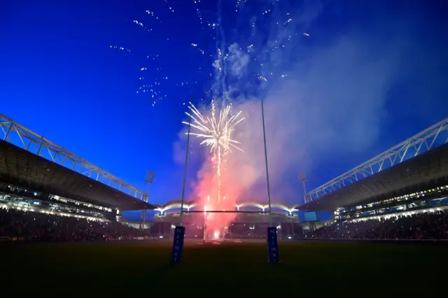 Fireworks at rugby ground