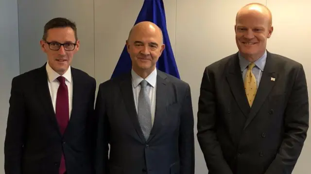 Ian Gorst, Pierre Moscovici and Gavin St Pier