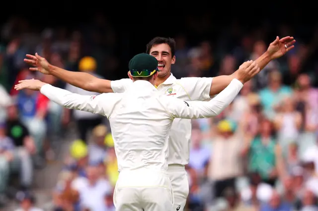 Mitchell Starc celebrates