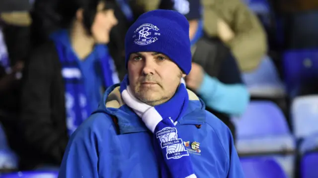 Blues fan at the Wolves game