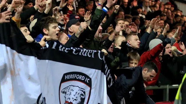 Hereford fans celebrating against Fleetwood