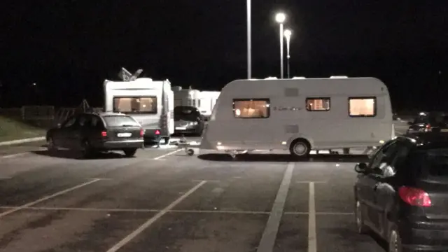 Caravans on car park