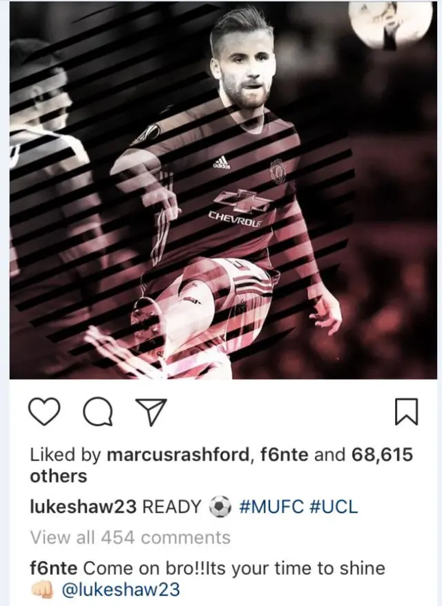 Luke Shaw's Instagram account