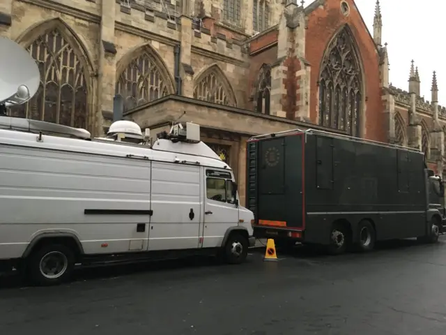 Satellite van parked outside