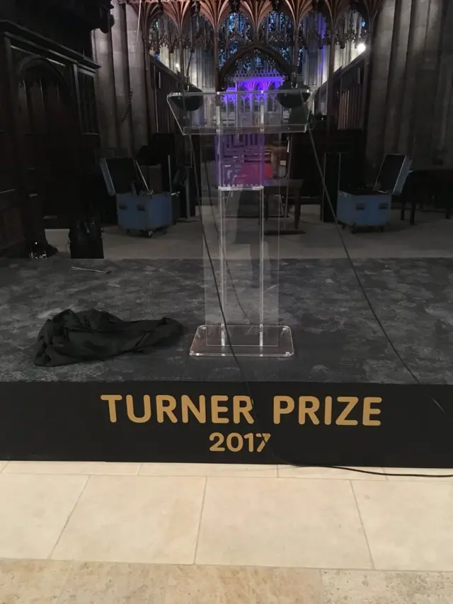 Stand where winner will be announced