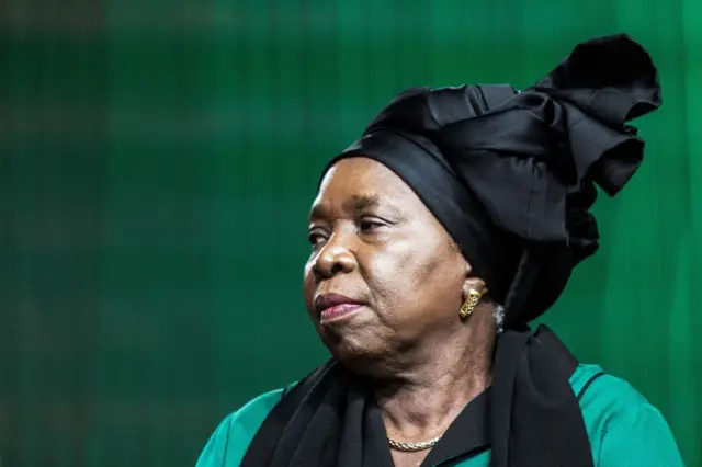 South African Presidential hopeful and former African Union chairman Nkosazana Dlamini-Zuma looks on as she arrives to attend the opening session of the South African ruling party African National Congress policy conference on June 30, 2017 in Johannesburg, South Africa.