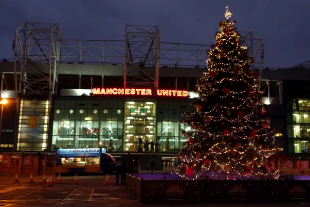 Christmas tree outside Old Trafford