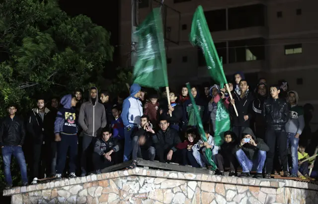 Palestinians protest against the US decision to recognise the city of Jerusalem as the capital of Israel, in Gaza City, Gaza Strip, 6 December 2017