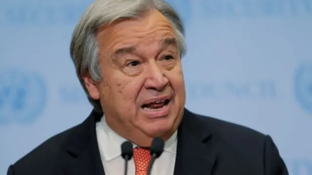 UN Secretary General Antonio Guterres speaks in response to a speech by US President Donald Trump recognizing Jerusalem as the capital of Israel in New York on 6 December 2017