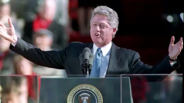 US President Bill Cinton during his inauguration in 1993