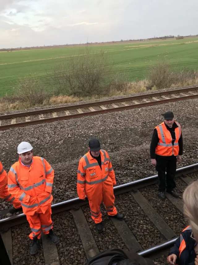 Passengers evacuating train