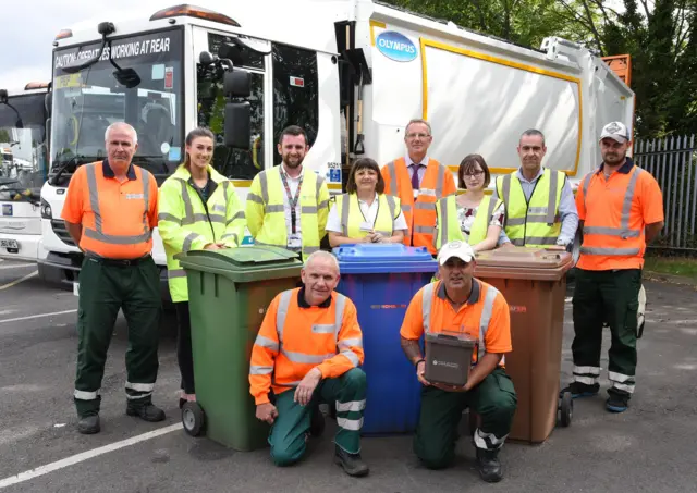 Some of the waste management team at East Riding of Yorkshire Council, including bin men and waste and recycling officers.