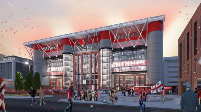 Artist impression of ground expansion at Bramall Lane