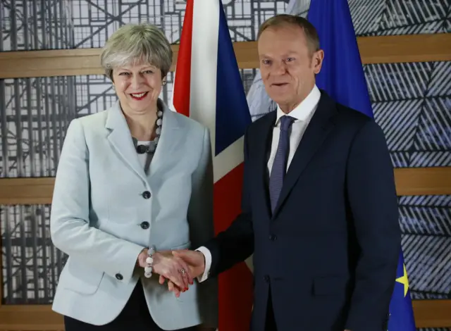 Theresa May and Donald Tusk