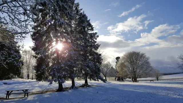 Snow in Chaddesley Corbett, Worcestershire.