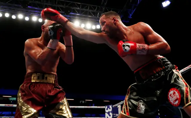 James DeGale lands a punch on Caleb Truax