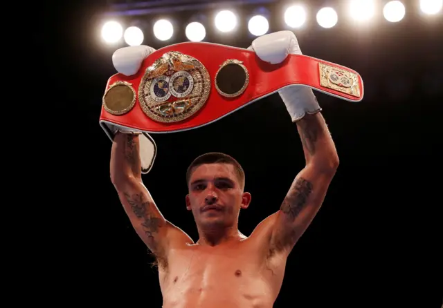 Lee Selby celebrates with his title belt