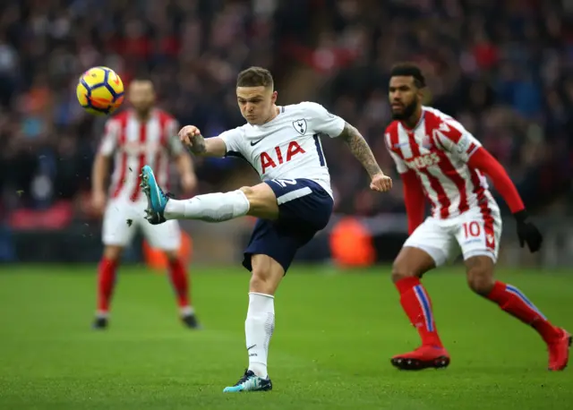 Spurs' Trippier clears the ball