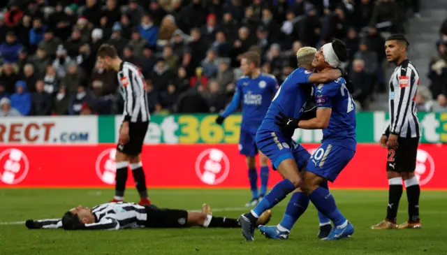 Leicester celebrate goal