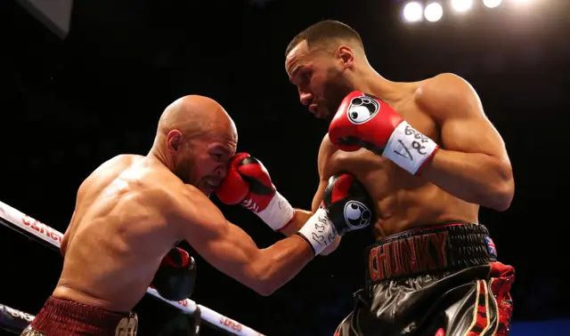 James DeGale lands a punch on Caleb Truax