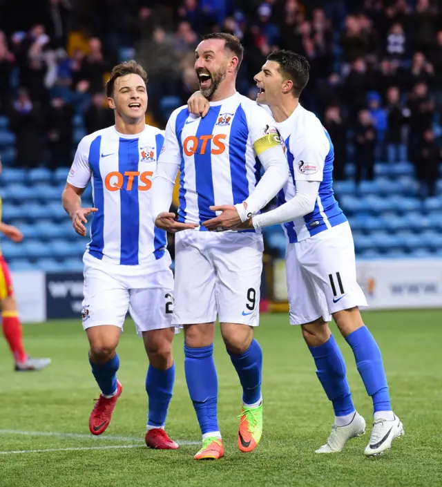 Kris Boyd (centre) celebrates giving Kilmarnock the lead