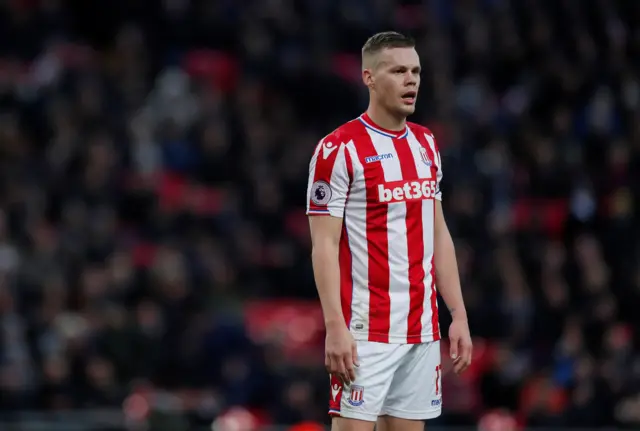 Stoke City's Shawcross looks dejected