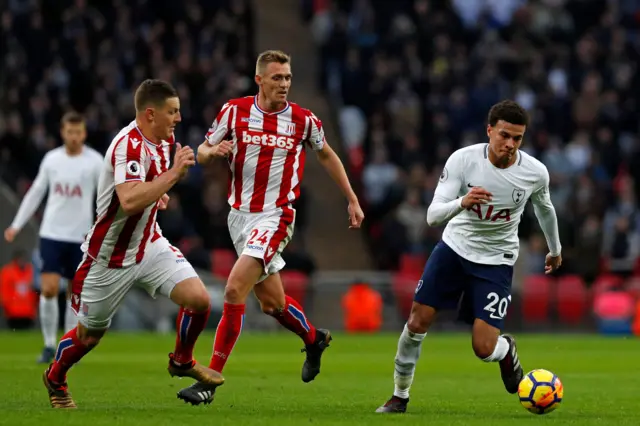 Spurs' Alli holds the ball