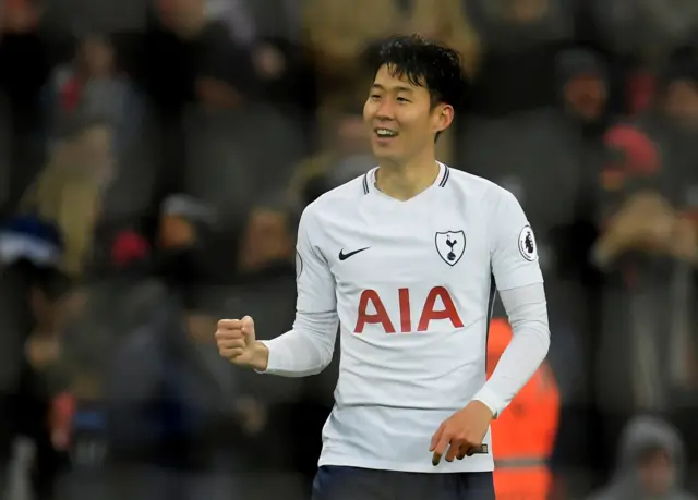 Son celebrates goal